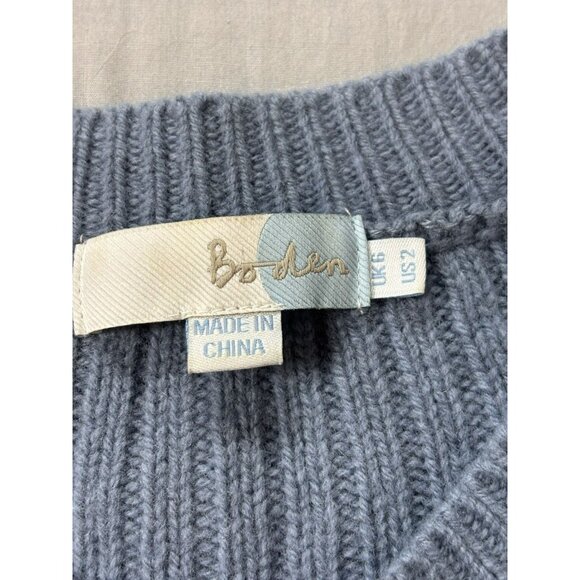 Boden Button Up Ribbed Cardigan Sweater Women’s Size 2 Longline Wool Blue - Picture 3 of 6